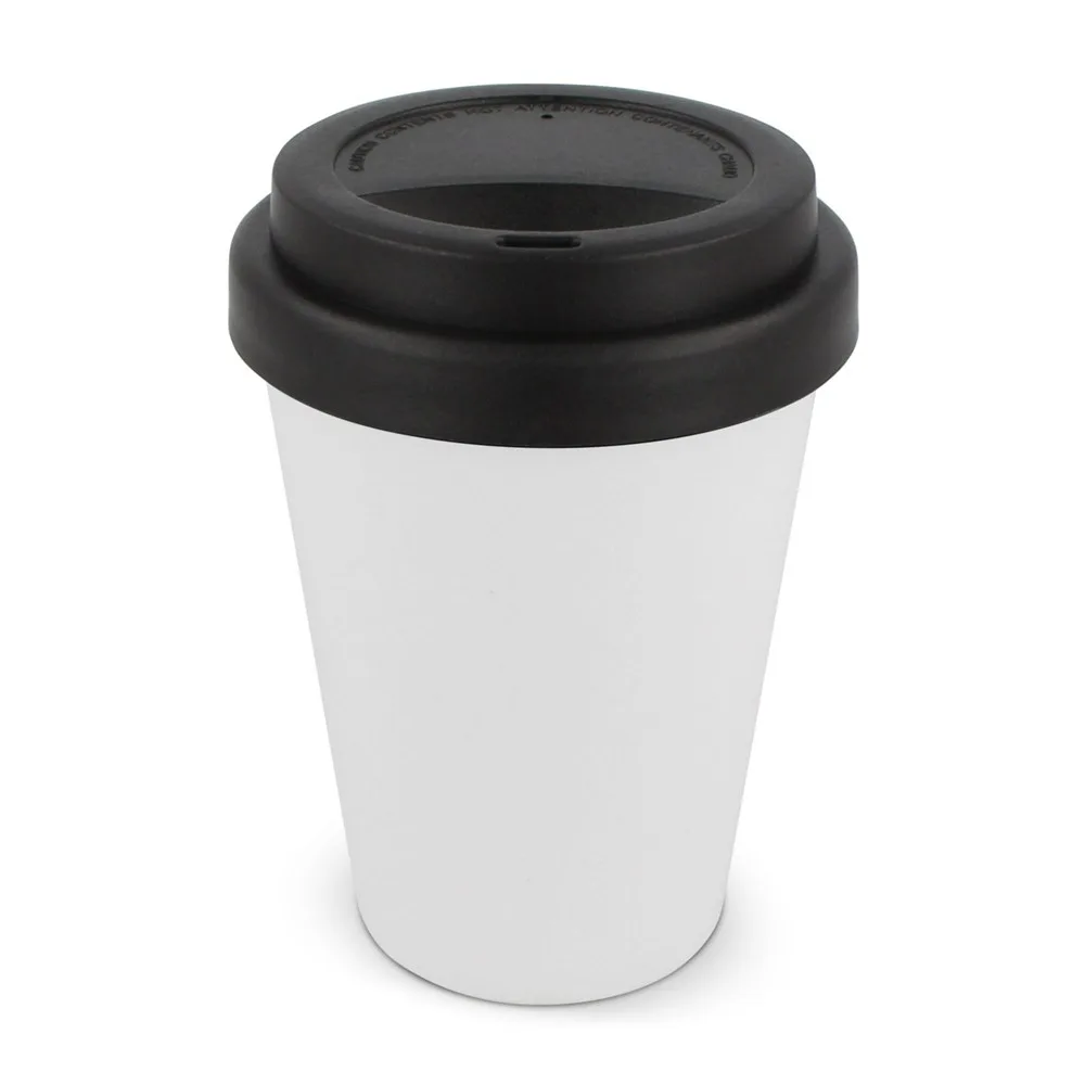 RPP Koffiebeker Wit 250ml witzwart - Hidalgo-werbeartikel RPP Koffiebeker Wit 250ml, wit/zwart