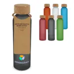Matglazen gerecycled fles met kurken dop 500ml - Hidalgo-werbeartikel Matglazen gerecycled fles met kurken dop 500ml