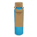 Matglazen gerecycled fles met kurken dop 500ml ecru blauw - Hidalgo-werbeartikel Matglazen gerecycled fles met kurken dop 500ml, ecru / blauw