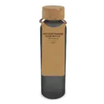 Matglazen gerecycled fles met kurken dop 500ml ecru zwart - Hidalgo-werbeartikel Matglazen gerecycled fles met kurken dop 500ml, ecru / zwart