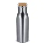 Thermo fles met bamboe deksel 500ml, zilver