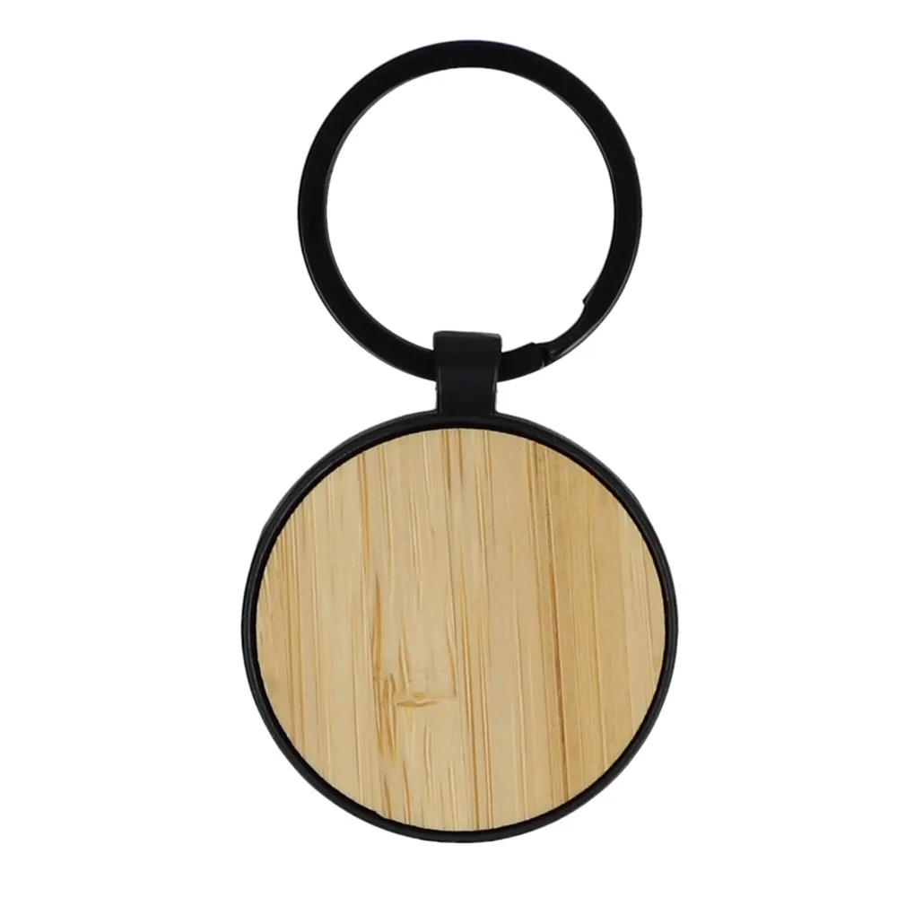 Bamboe en metalen sleutelhanger rond productfoto 2 - Hidalgo-werbeartikel Bamboe en metalen sleutelhanger rond — productfoto 2