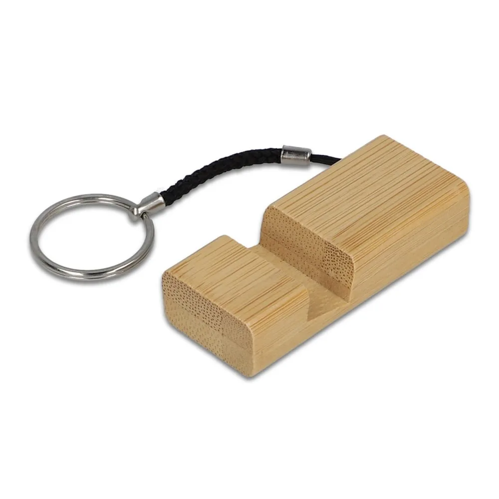 Bamboe telefoonhouder sleutelhanger productfoto 2 - Hidalgo-werbeartikel Bamboe telefoonhouder sleutelhanger — productfoto 2