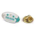 Badge metalen pin 20x12mm goud satijn - Hidalgo Badge metalen pin 20x12mm, goud satijn