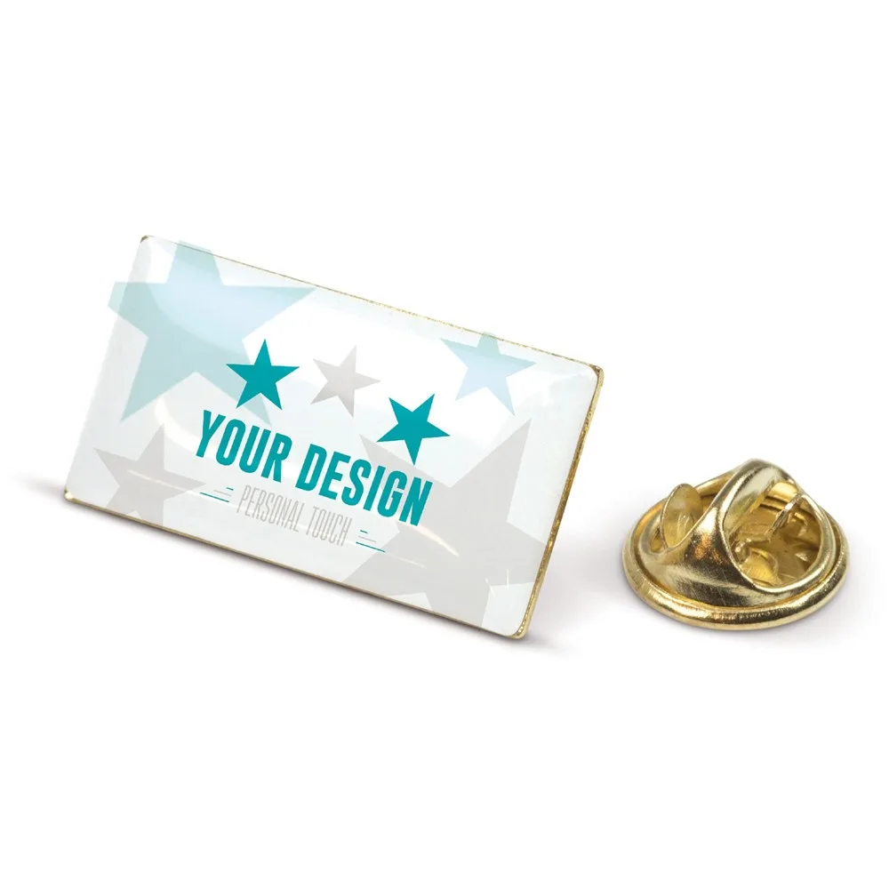 Badge metalen pin 26x14mm goud satijn - Hidalgo Badge metalen pin 26x14mm, goud satijn
