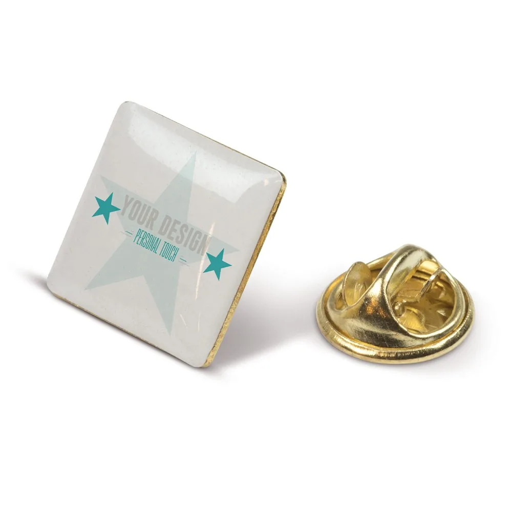 Badge metalen pin 15x15mm goud satijn - Hidalgo Badge metalen pin 15x15mm, goud satijn