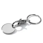 Sleutelhanger winkelwagenmuntje, zilver