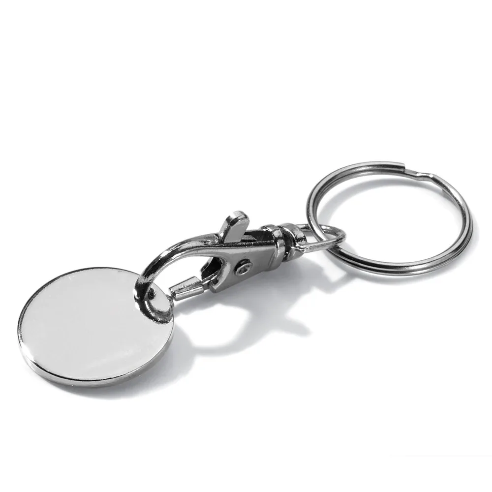 Sleutelhanger winkelwagenmuntje zilver - Hidalgo-werbeartikel Sleutelhanger winkelwagenmuntje, zilver