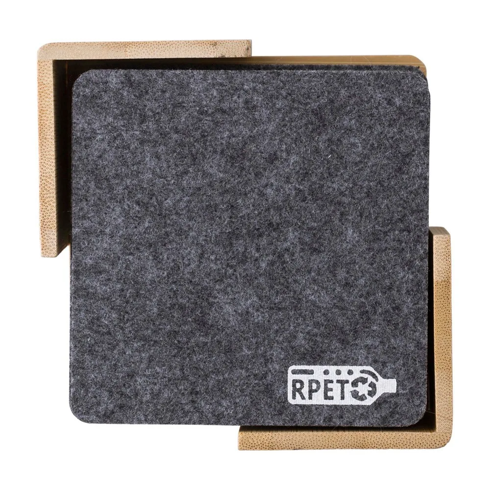 Onderzettersset Lawrence | Gerecycled | Bamboe houder productfoto 4 - Hidalgo-werbeartikel Onderzettersset Lawrence | Gerecycled | Bamboe houder — productfoto 4