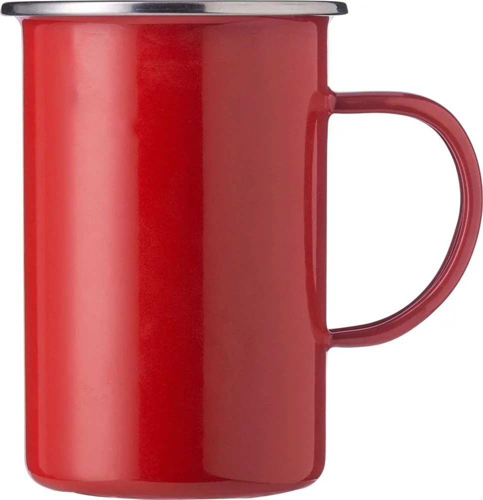 Emaille mok Ayden | Rvs rand | 450 ml productfoto 2 - Hidalgo-werbeartikel Emaille mok Ayden | Rvs rand | 450 ml — productfoto 2