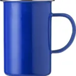 Emaille mok Ayden | Rvs rand | 450 ml blauw - Hidalgo-werbeartikel Emaille mok Ayden | Rvs rand | 450 ml, blauw