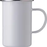 Emaille mok Ayden | Rvs rand | 450 ml wit - Hidalgo-werbeartikel Emaille mok Ayden | Rvs rand | 450 ml, wit