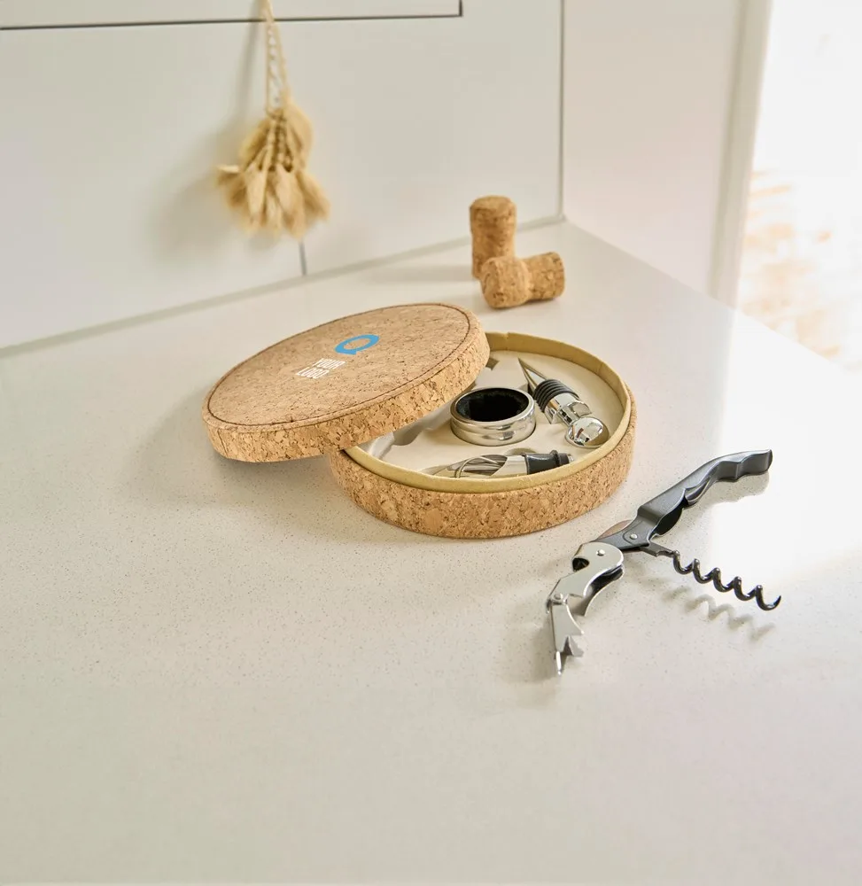 Wijnset Milana | Synthetisch leer met kurkuiterlijk | 4 st productfoto 5 - Hidalgo Wijnset Milana | Synthetisch leer met kurkuiterlijk | 4 st — productfoto 5