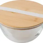 Salatschüssel Isabeau bedrucken Bambusdeckel Glas 1200ml
