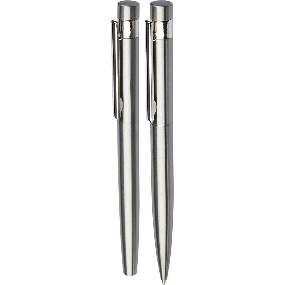 Schrijfset Fritz | Gerecycled rvs | Draaibalpen en rollerball - Hidalgo Schrijfset Fritz | Gerecycled rvs | Draaibalpen en rollerball