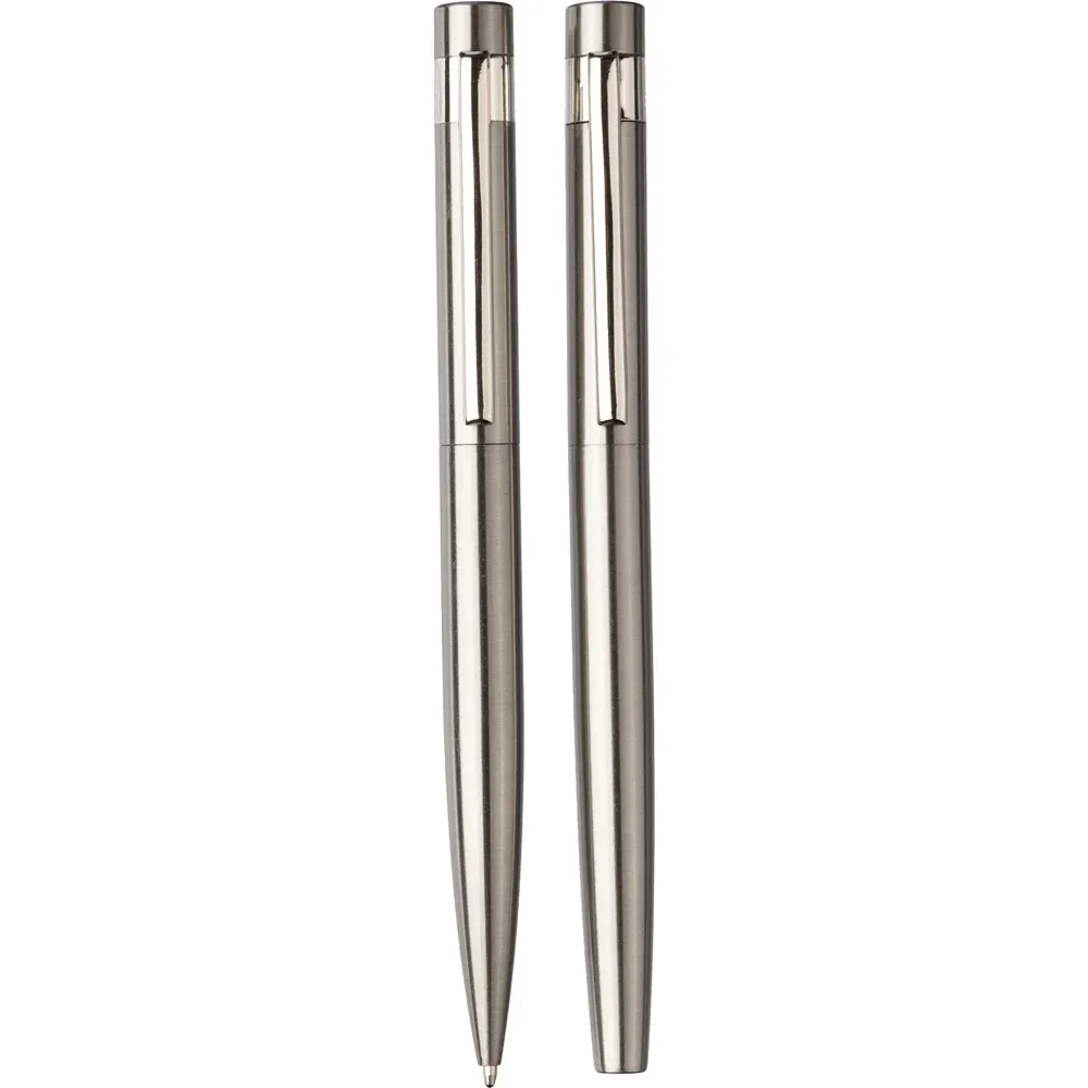 Schrijfset Fritz | Gerecycled rvs | Draaibalpen en rollerball productfoto 2 - Hidalgo Schrijfset Fritz | Gerecycled rvs | Draaibalpen en rollerball — productfoto 2