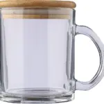 Drinkbeker Ashley | Gerecycled glas | Bamboe deksel | 300 ml - Hidalgo-werbeartikel Drinkbeker Ashley | Gerecycled glas | Bamboe deksel | 300 ml