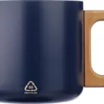 Mok Dwight | Gerecycled rvs | Houten handvat | 400 ml, blauw