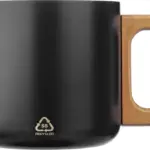 Mok Dwight | Gerecycled rvs | Houten handvat | 400 ml, zwart
