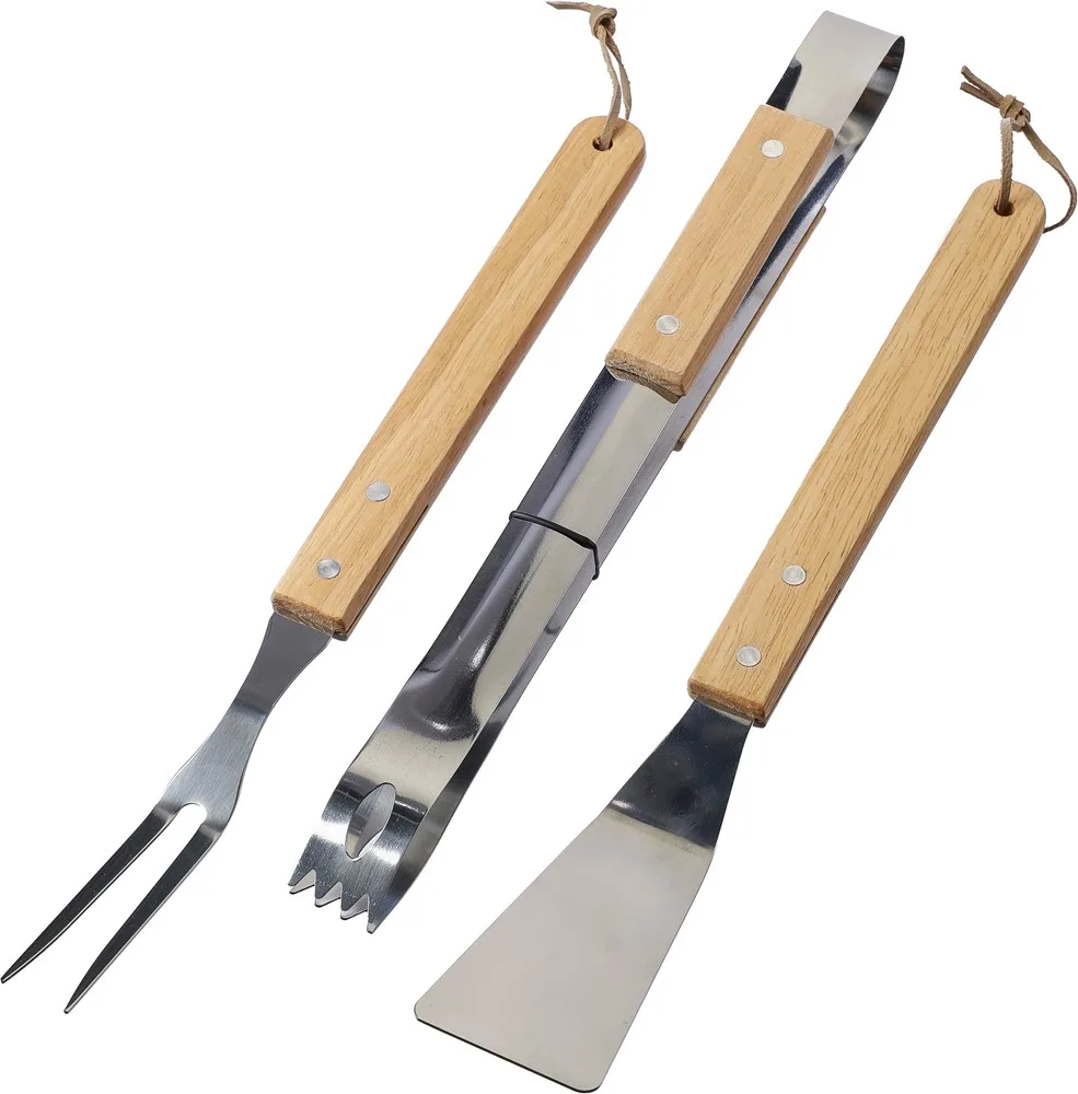 Barbecueset Kaitlyn | Rvs | 3 st | Houten handvatten