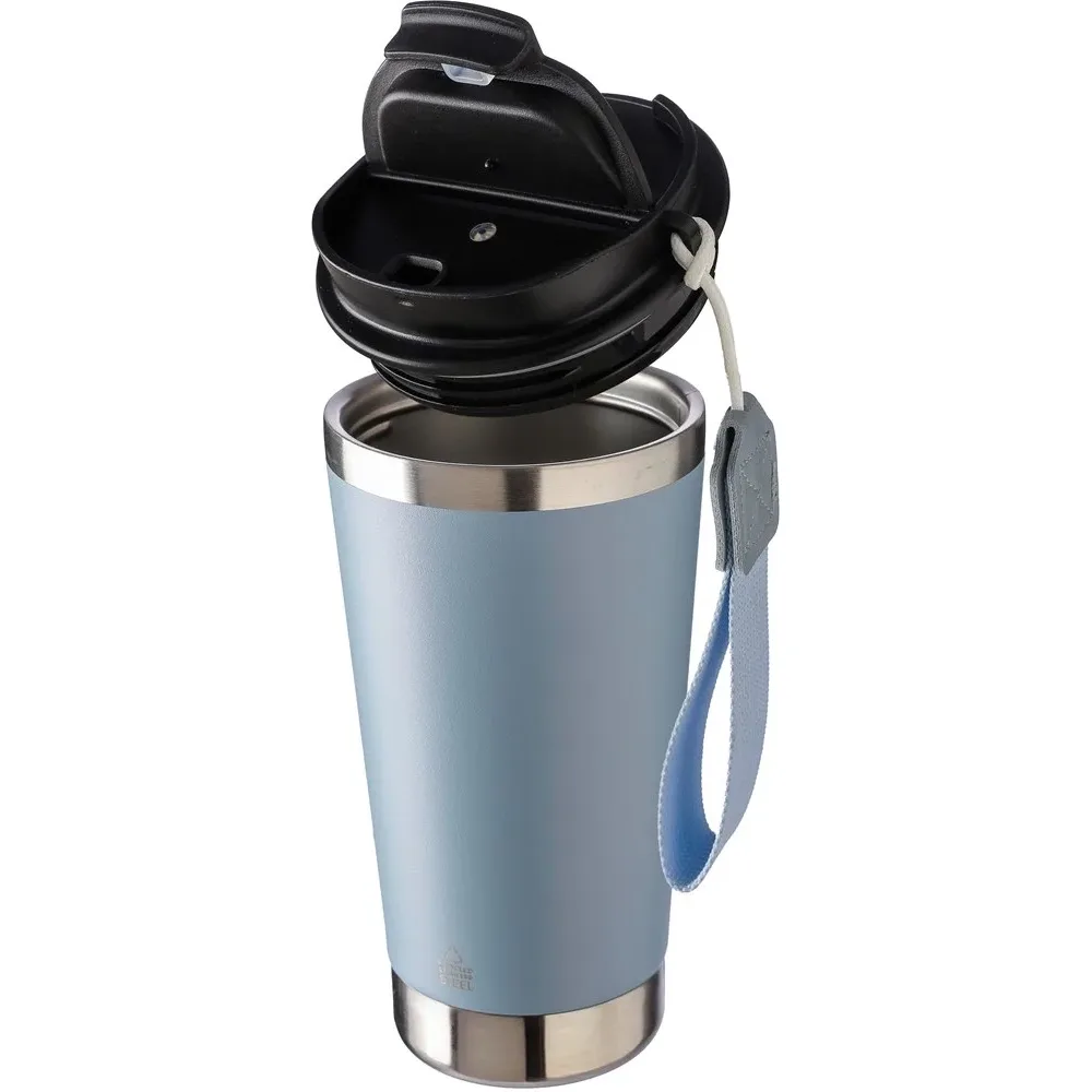 Dubbelwandige thermosbeker Kayla | Gerecycled | 500 ml pastel blauw - Hidalgo-werbeartikel Dubbelwandige thermosbeker Kayla | Gerecycled | 500 ml, pastel blauw