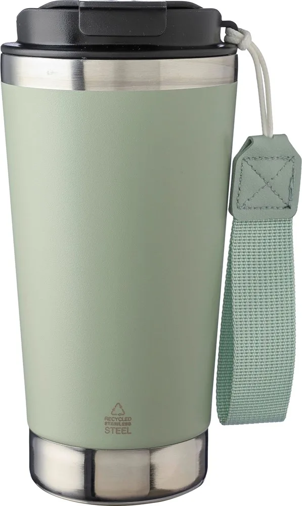 Dubbelwandige thermosbeker Kayla | Gerecycled | 500 ml pastel groen - Hidalgo-werbeartikel Dubbelwandige thermosbeker Kayla | Gerecycled | 500 ml, pastel groen