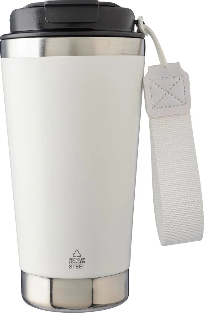 Dubbelwandige thermosbeker Kayla | Gerecycled | 500 ml wit - Hidalgo-werbeartikel Dubbelwandige thermosbeker Kayla | Gerecycled | 500 ml, wit