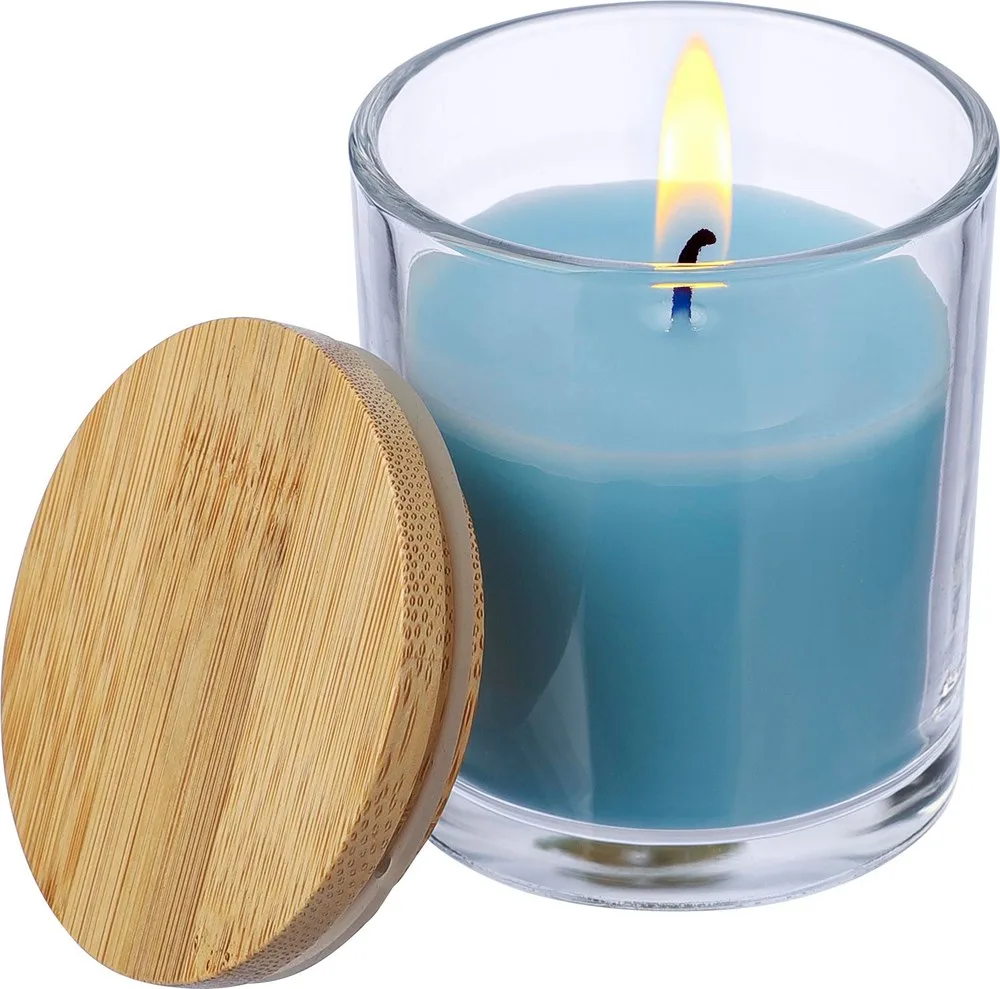 Kaars Riven | Glas met bamboe deksel