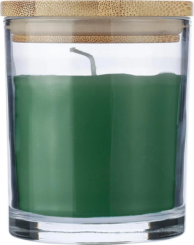 Kaars Riven | Glas met bamboe deksel groen - Hidalgo Kaars Riven | Glas met bamboe deksel, groen