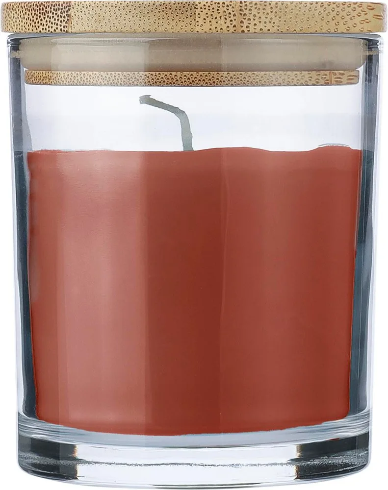 Kaars Riven | Glas met bamboe deksel oranje - Hidalgo Kaars Riven | Glas met bamboe deksel, oranje