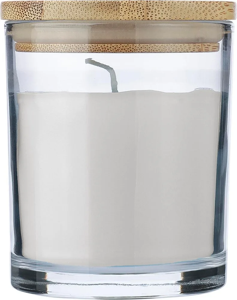 Kaars Riven | Glas met bamboe deksel wit - Hidalgo Kaars Riven | Glas met bamboe deksel, wit