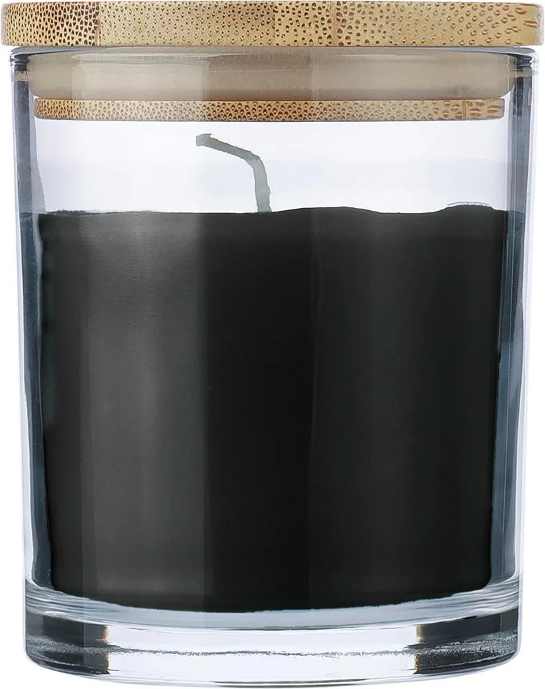 Kaars Riven | Glas met bamboe deksel zwart - Hidalgo Kaars Riven | Glas met bamboe deksel, zwart