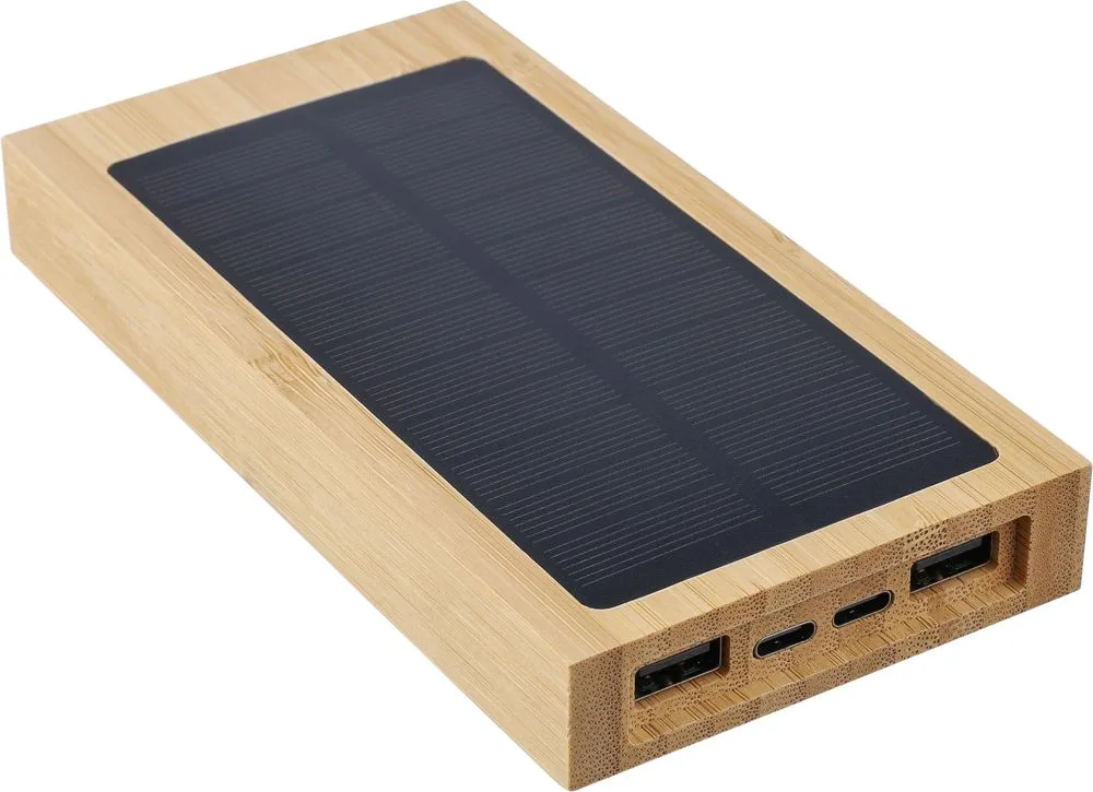 Powerbank Elz | Bamboe | Solar | 10000 mAh productfoto 3 - Hidalgo Powerbank Elz | Bamboe | Solar | 10.000 mAh — productfoto 3