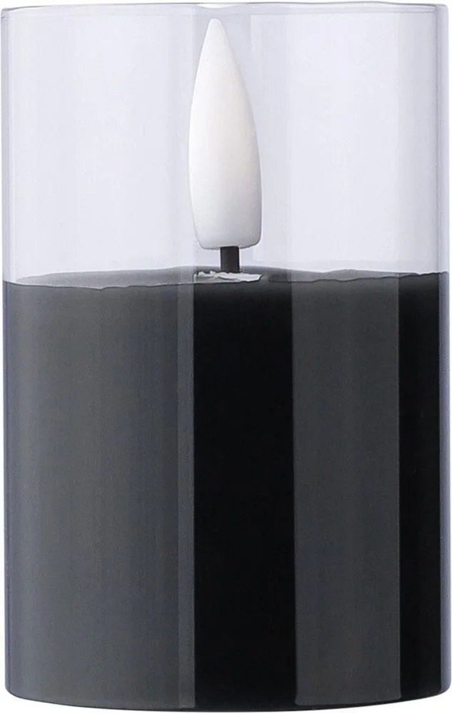 LED-kaars Serin | Glazen houder zwart - Hidalgo-werbeartikel LED-kaars Serin | Glazen houder, zwart