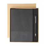 Notitieboekset Tarek | Gerecycled synthetisch leer | A5 | Met balpen, zwart