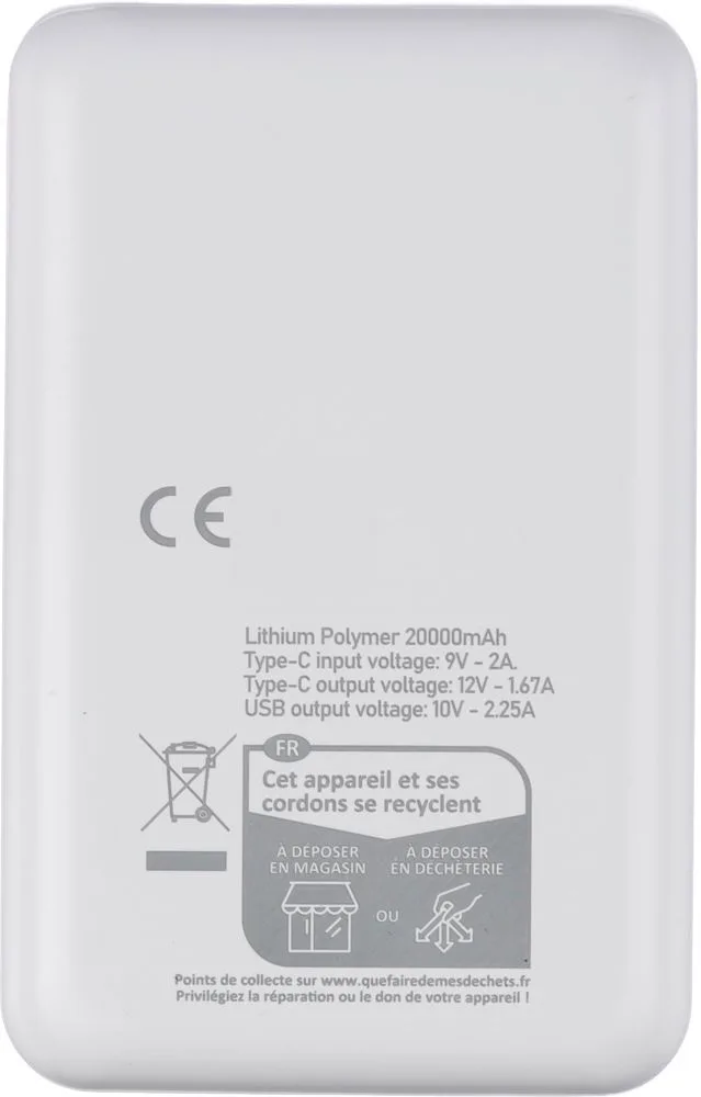 Gerecyclede ABS-powerbank Rayen productfoto 3 - Hidalgo Gerecyclede ABS-powerbank Rayen — productfoto 3