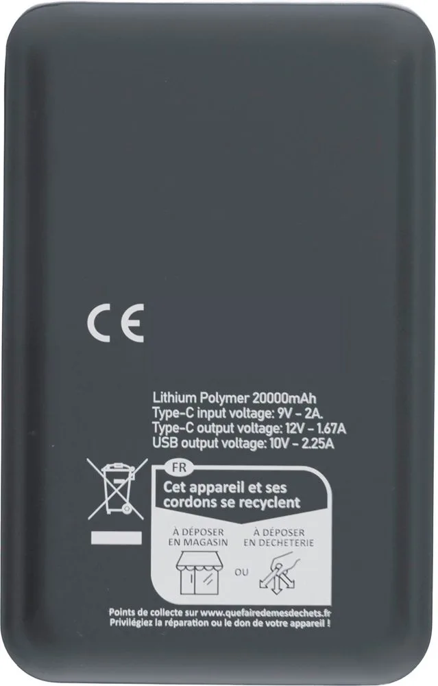 Gerecyclede ABS-powerbank Rayen productfoto 8 - Hidalgo Gerecyclede ABS-powerbank Rayen — productfoto 8