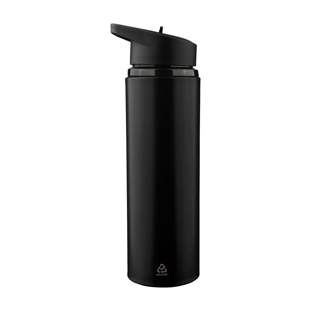 Gerecyclede roestvrijstalen drinkfles 750 ml Zeno zwart - Hidalgo Gerecyclede roestvrijstalen drinkfles (750 ml) Zeno, zwart