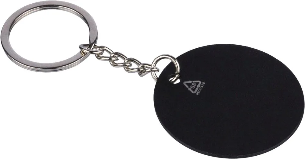 Recyclede roestvrijstalen ronde sleutelhanger Risa productfoto 3 - Hidalgo-werbeartikel Recyclede roestvrijstalen ronde sleutelhanger Risa — productfoto 3
