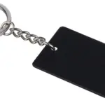 Recyclede roestvrijstalen rechthoekige sleutelhanger Jax — productfoto 2