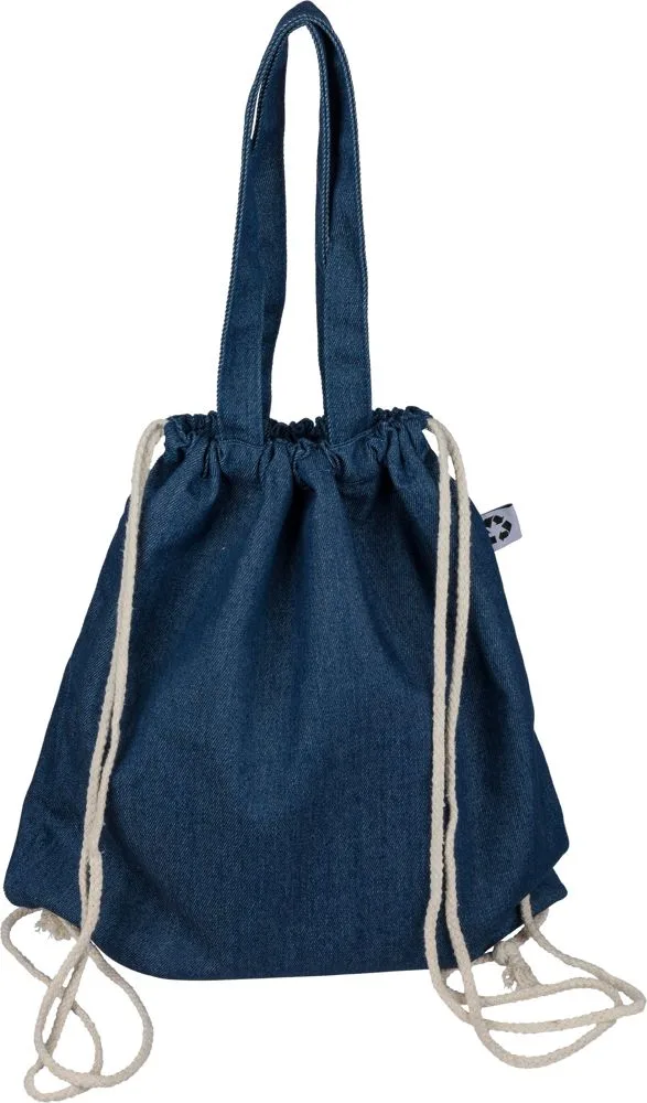 Gerecycled denim trekkoordrugtas Dex productfoto 7 - Hidalgo-werbeartikel Gerecycled denim trekkoordrugtas Dex — productfoto 7