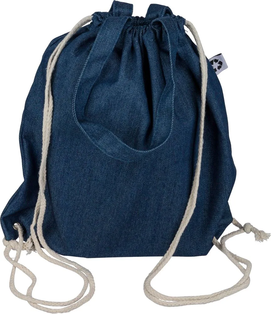 Gerecycled denim trekkoordrugtas Dex productfoto 8 - Hidalgo-werbeartikel Gerecycled denim trekkoordrugtas Dex — productfoto 8