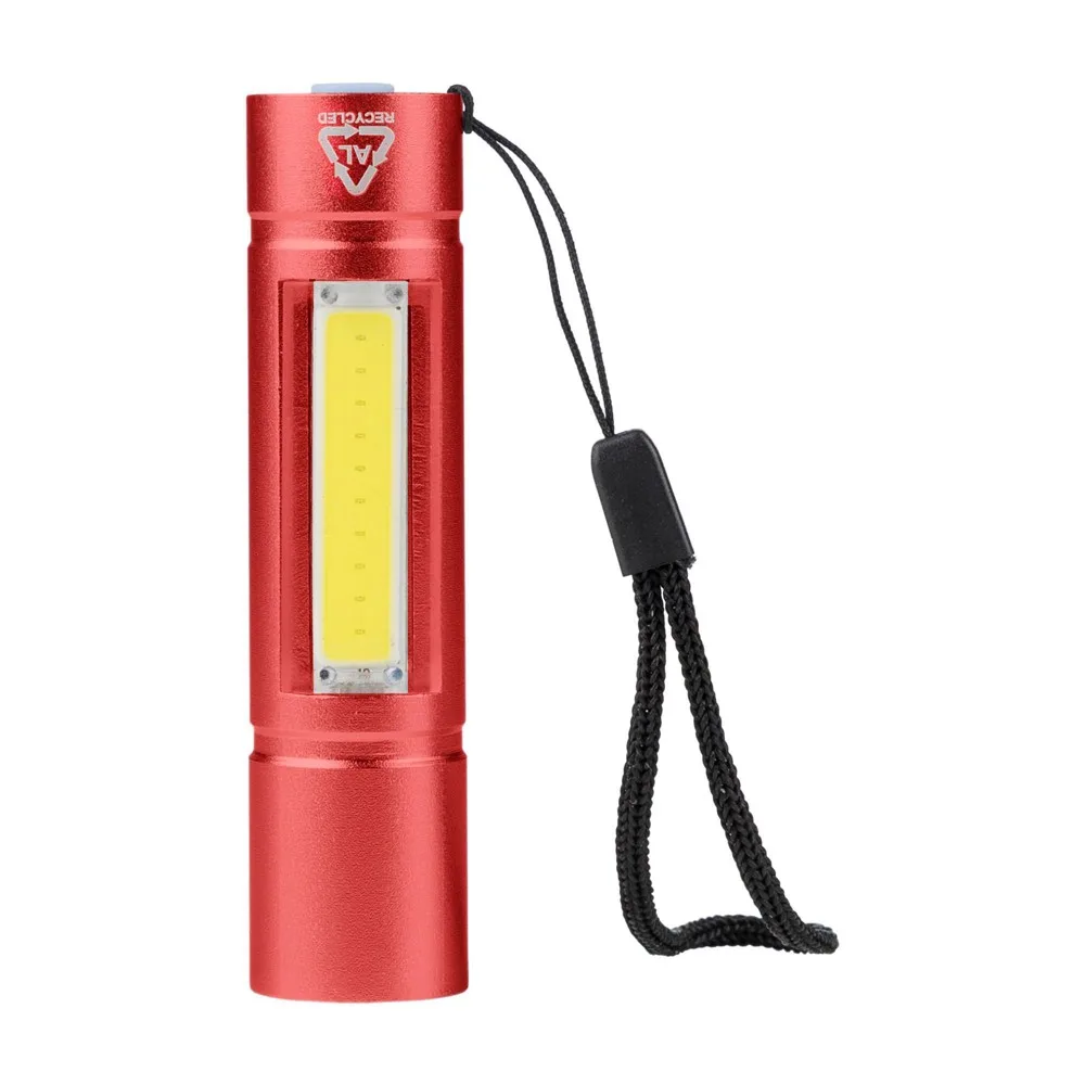 Gerecycled aluminium COB-zaklamp Sami, rood