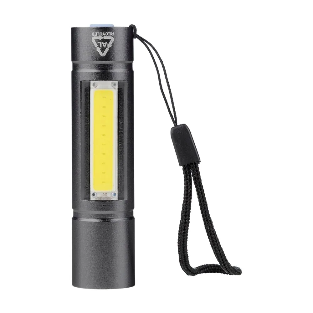 Gerecycled aluminium COB-zaklamp Sami, zwart