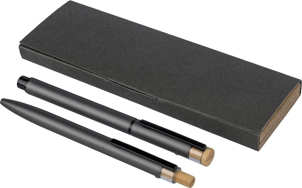 Gerecycled aluminium luxe schrijfset 2-delig Ilaria - Hidalgo Gerecycled aluminium luxe schrijfset 2-delig Ilaria