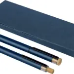 Gerecycled aluminium luxe schrijfset 2-delig Ilaria blauw - Hidalgo Gerecycled aluminium luxe schrijfset 2-delig Ilaria, blauw