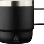 Gerecycled roestvrijstalen dubbelwandige drinkbeker (180 ml) Lilia, zwart
