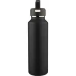 Gerecyclede roestvrijstalen dubbelwandige fles (600 ml) Mace, zwart