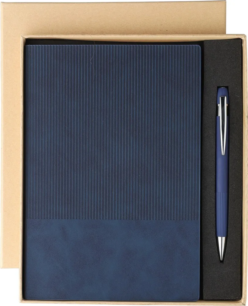 Gerecycled PU-notitieboek A5 en balpenset Tarek productfoto 1 - Hidalgo Gerecycled PU-notitieboek (A5) en balpenset Tarek — productfoto 1
