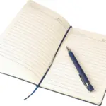 Gerecycled PU-notitieboek (A5) en balpenset Tarek — productfoto 4